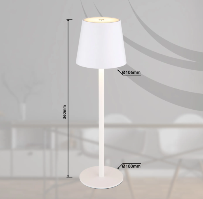 GLOBO Akku LED Tischleuchte VANNIE, H 36 cm, dimmbar, weiß, 58438W